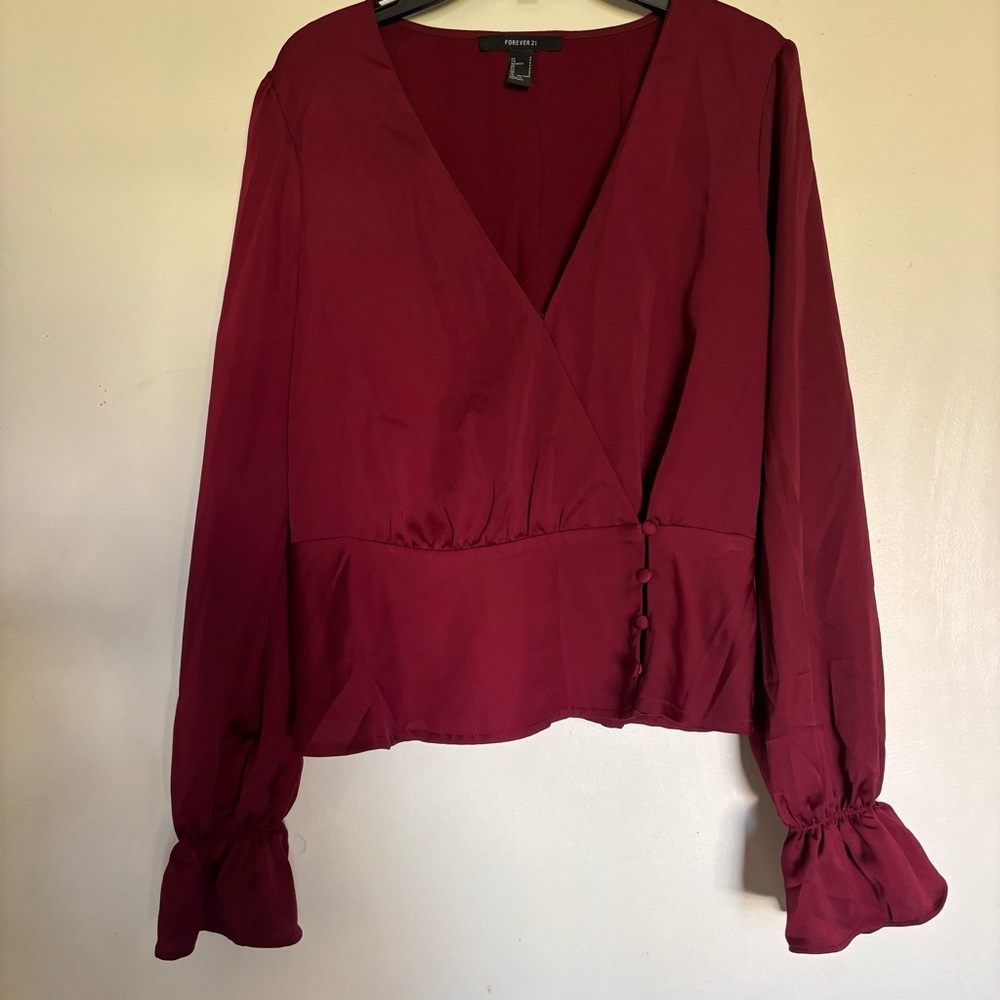 Elegant Burgundy Wrap Top